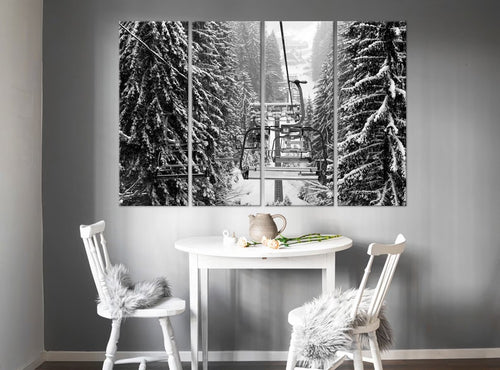 Ski Lift canvas print Snow Covered Spruce Trees Fotest Winter wall art Ski decor Skier Gifts Winter landscape