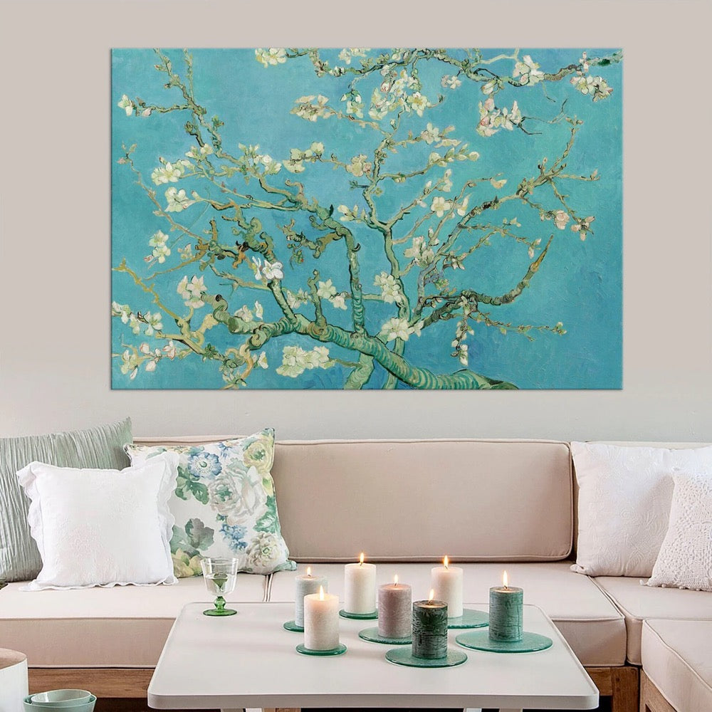 Van Gogh Almond blossom canvas wall art Flower print Floral wall decor Teal home decor Flower Large canvas