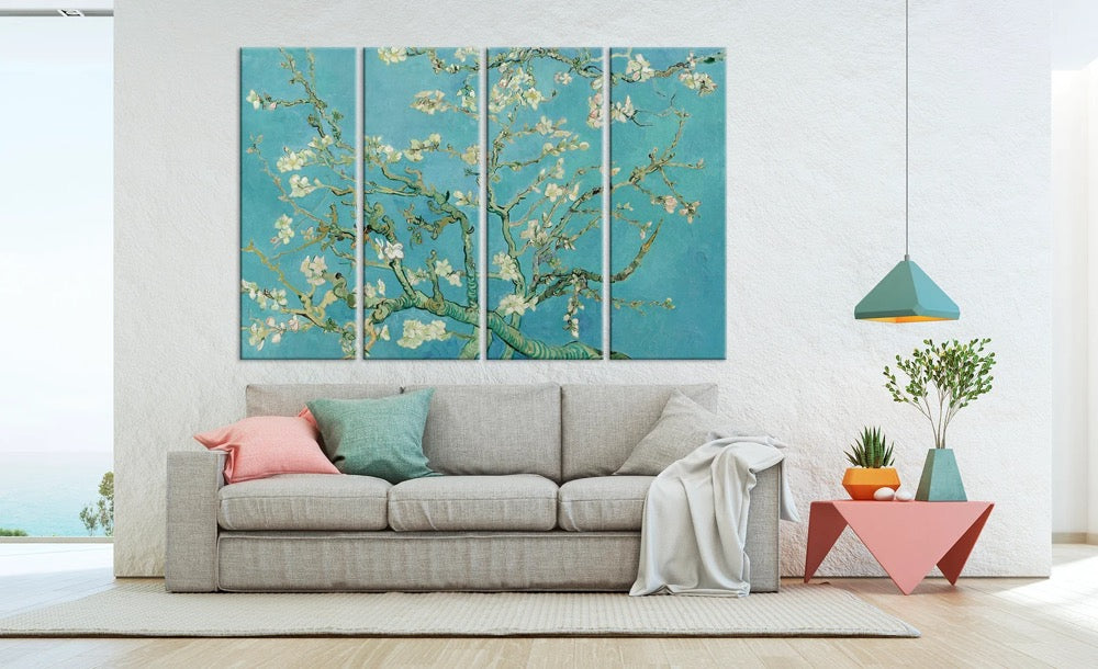 Van Gogh Almond blossom canvas wall art Flower print Floral wall decor Teal home decor Flower Large canvas
