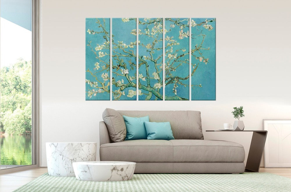 Van Gogh Almond blossom canvas wall art Flower print Floral wall decor Teal home decor Flower Large canvas