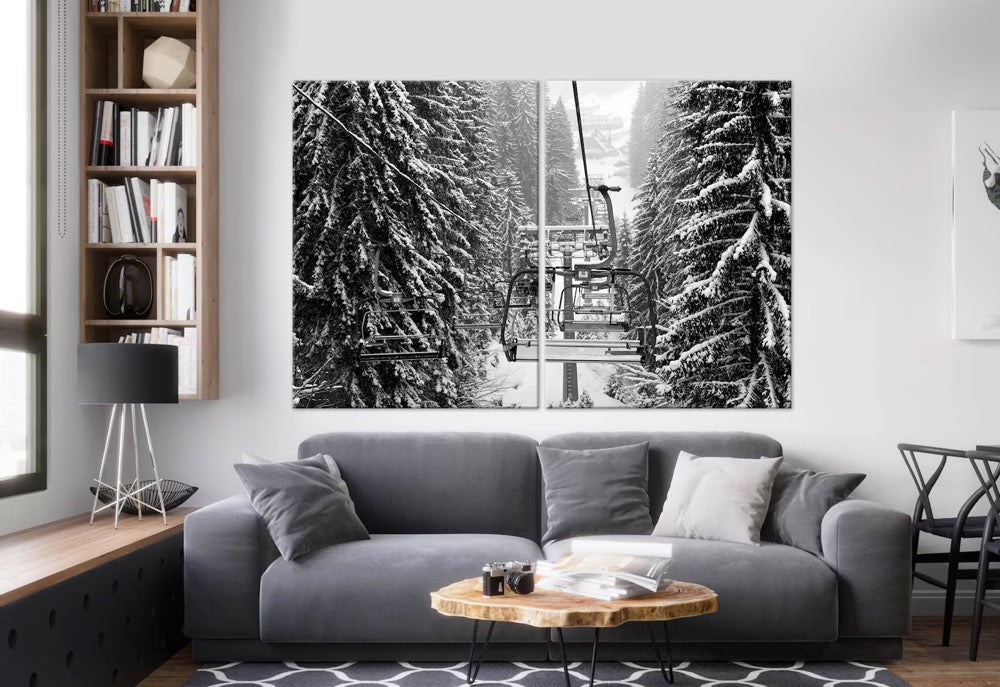 Ski Lift canvas print Snow Covered Spruce Trees Fotest Winter wall art Ski decor Skier Gifts Winter landscape