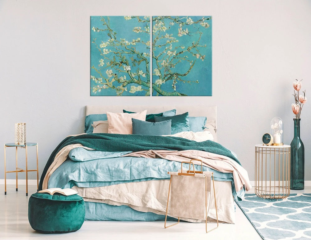 Van Gogh Almond blossom canvas wall art Flower print Floral wall decor Teal home decor Flower Large canvas